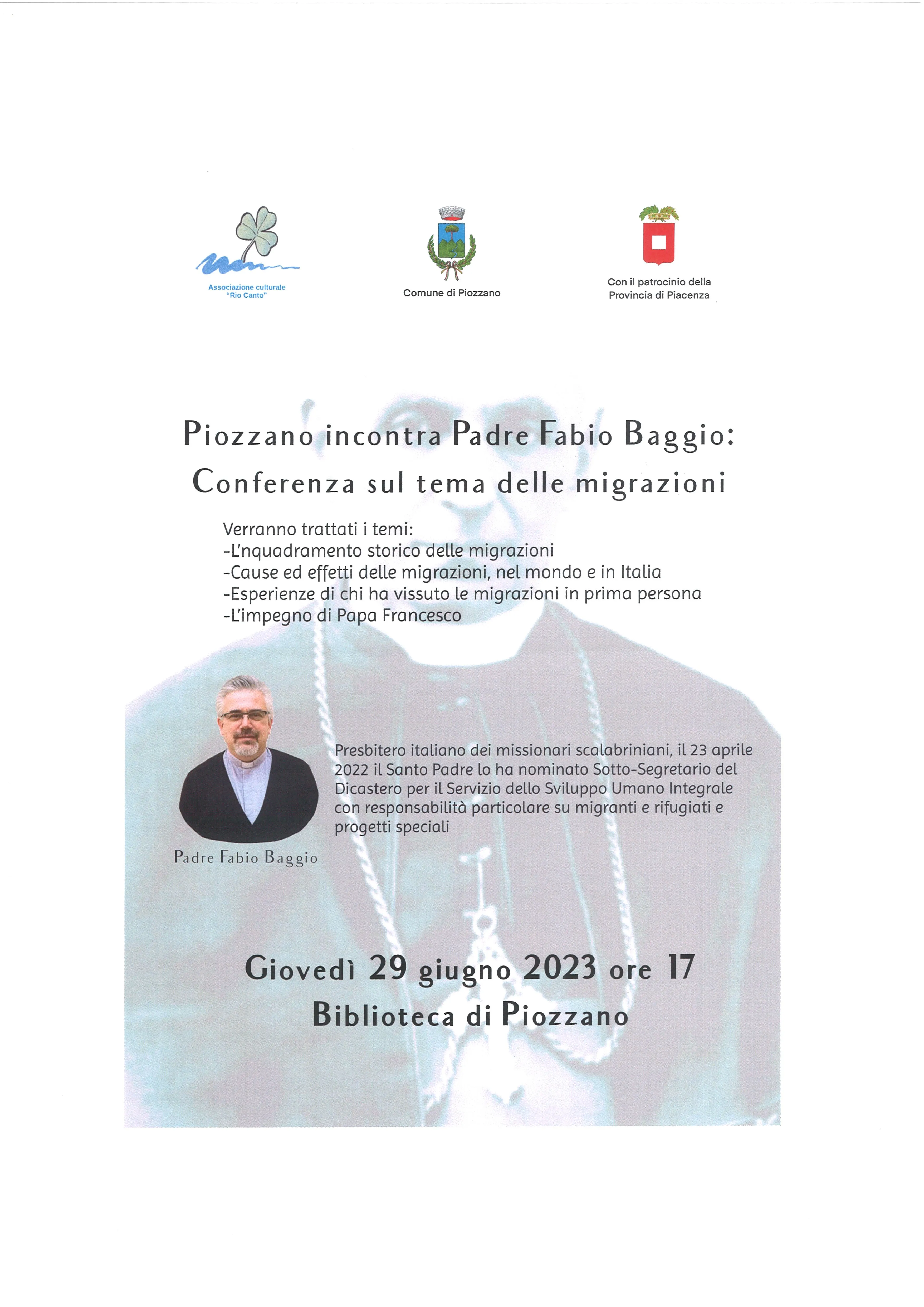 Piozzano incontra Padre Fabio Baggio