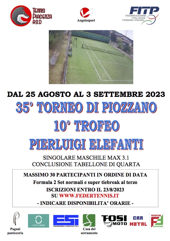 35° Torneo di Tennis - 10° Trofeo Pierluigi Elefanti